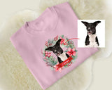 Custom Pet Photo Christmas Sweatshirt, Dog Photo & Name Ugly Xmas Sweatshirt, Christmas Wreath Printed Jumpers, Christmas Pet Lovers Gift