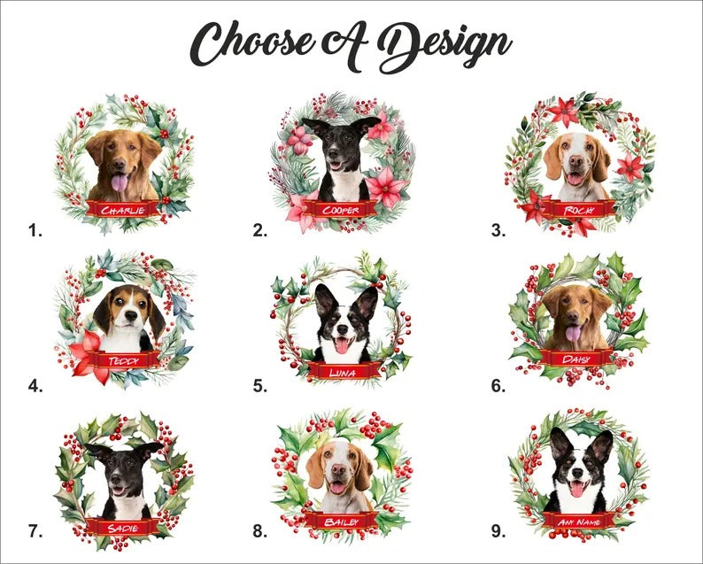 Custom Pet Photo Christmas Sweatshirt, Dog Photo & Name Ugly Xmas Sweatshirt, Christmas Wreath Printed Jumpers, Christmas Pet Lovers Gift