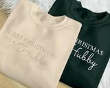 First Christmas as a Hubby Sweatshirt, Embroidered Christmas Husband Sweatshirt, Just Married Xmas Jumper for Hubby, Christmas Gift for Him