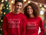 First Xmas Married Couple Sweatshirt, Personalised His & Hers Christmas Sweatshirt, Christmas Newlywed Couple Matching Tops, Xmas Outfits