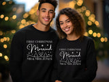 First Xmas Married Couple Sweatshirt, Personalised His & Hers Christmas Sweatshirt, Christmas Newlywed Couple Matching Tops, Xmas Outfits