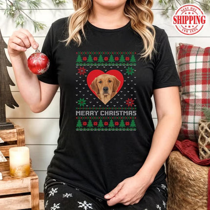 Custom Pet Photo Christmas Shirts, Personalised Christmas Dog Face T-Shirts, Xmas Holidays Ugly Printed Shirts, Christmas Pet Lovers Gifts