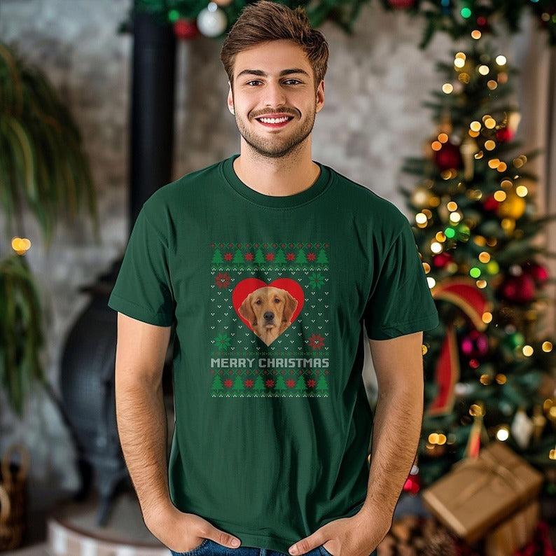 Custom Pet Photo Christmas Shirts, Personalised Christmas Dog Face T-Shirts, Xmas Holidays Ugly Printed Shirts, Christmas Pet Lovers Gifts