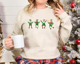 Family Photo Elf Christmas Sweatshirt, Personalised Dancing Elf Printed Sweatshirt, Xmas Elf Party Family Matching Top, Funny Christmas Gift