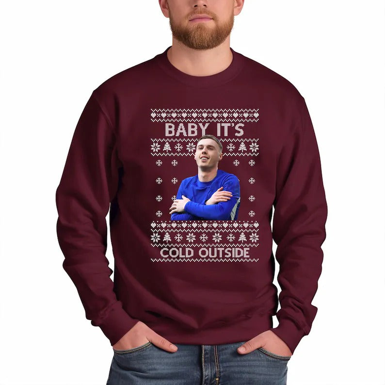 Baby Its Cold Outside Christmas Jumper, Ugly Christmas Cole Palmer Printed Sweatshirt, Funny Cold Palmer Blue Sweater, Football Lovers Tops