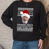 Roy Keane Ugly Christmas Sweatshirt, Roy Keane Praising Santa for Doing His Job Jumper, Manchester Xmas Printed Sweater Football Lovers Gift