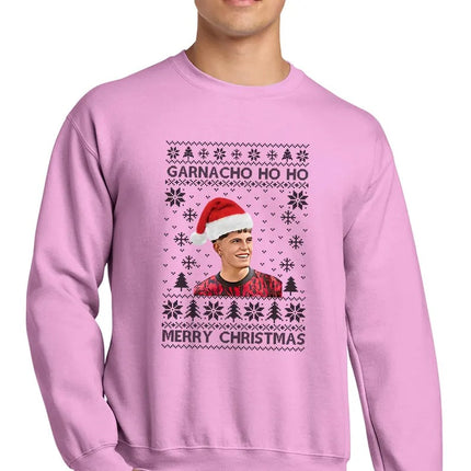 Garnacho Ho Ho Utd Red Sweatshirt, Manchester Garnacho Ugly Christmas Jumper