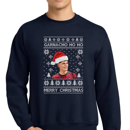 Garnacho Ho Ho Utd Red Sweatshirt, Manchester Garnacho Ugly Christmas Jumper