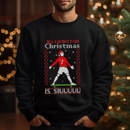 Ronaldo Christmas Ugly Sweatshirt, All I Want for Christmas is Siuu Xmas Sweater, Ronaldo Siuuu Football Lovers Christmas Outfits, Xmas Gift