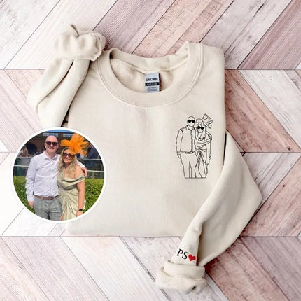 Personalised Portrait Photo Sweater, Outline Sketch from Picture Valentine Sweatshirt