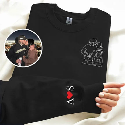 Personalised Portrait Photo Sweater, Outline Sketch from Picture Valentine Sweatshirt
