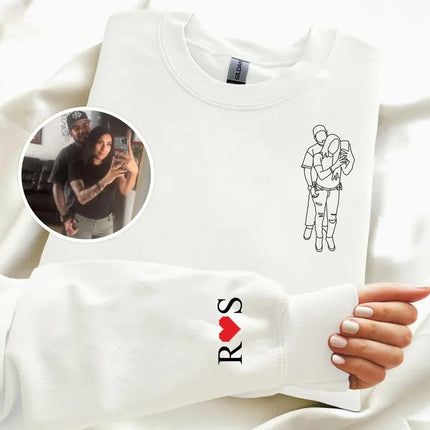 Personalised Portrait Photo Sweater, Outline Sketch from Picture Valentine Sweatshirt