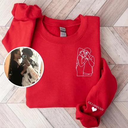 Personalised Portrait Photo Sweater, Outline Sketch from Picture Valentine Sweatshirt