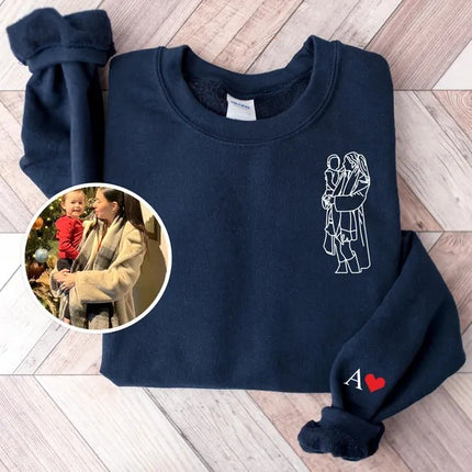 Personalised Portrait Photo Sweater, Outline Sketch from Picture Valentine Sweatshirt