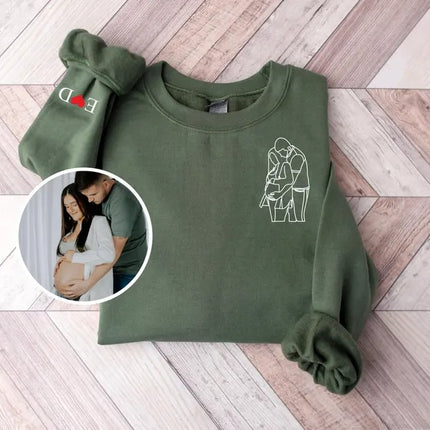 Personalised Portrait Photo Sweater, Outline Sketch from Picture Valentine Sweatshirt