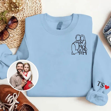 Personalised Portrait Photo Sweater, Outline Sketch from Picture Valentine Sweatshirt