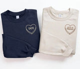 Custom Candy Heart Embroidered Jumper, Valentines Day Couple Matching Sweatshirt, Personalised Name/Text Sweatshirt, Valentines Gift for Her