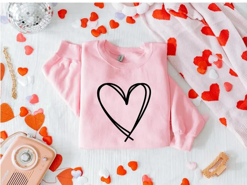 Valentines Day Heart Sweatshirt, Valentines Heart Printed Sweatshirt for Women, Teachers Valentines Day Love Heart Jumper, Valentines Gifts