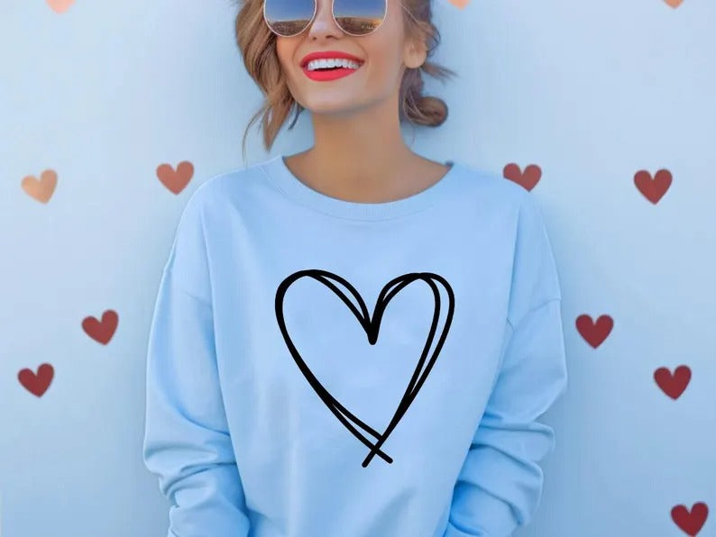 Valentines Day Heart Sweatshirt, Valentines Heart Printed Sweatshirt for Women, Teachers Valentines Day Love Heart Jumper, Valentines Gifts