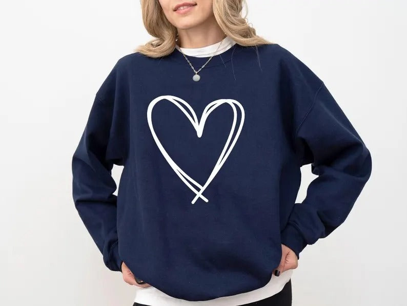 Valentines Day Heart Sweatshirt, Valentines Heart Printed Sweatshirt for Women, Teachers Valentines Day Love Heart Jumper, Valentines Gifts