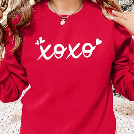 XOXO Valentines Day Sweatshirt, Valentines Day XOXO Crewneck Sweater, Heart Printed Sweatshirt for Women, Valentines Day Gift for Girlfriend