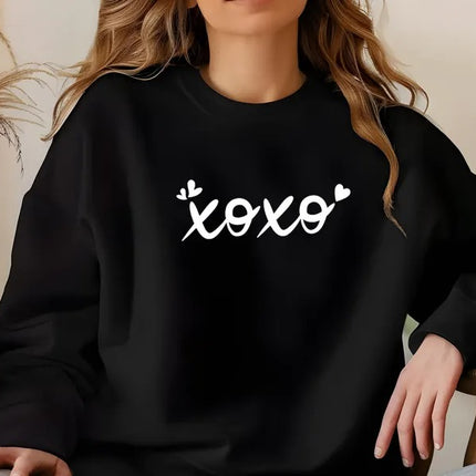 XOXO Valentines Day Sweatshirt, Valentines Day XOXO Crewneck Sweater, Heart Printed Sweatshirt for Women, Valentines Day Gift for Girlfriend