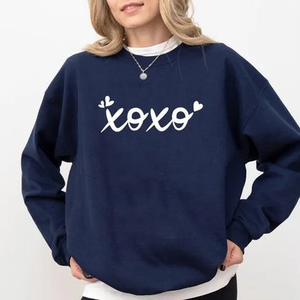 XOXO Valentines Day Sweatshirt, Valentines Day XOXO Crewneck Sweater, Heart Printed Sweatshirt for Women, Valentines Day Gift for Girlfriend