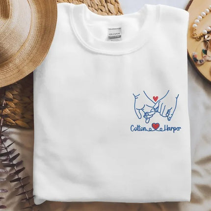 Custom Embroidered Pinky Promise Sweatshirt, Couple Matching Valentines Day Jumper