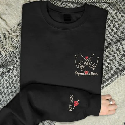 Custom Embroidered Pinky Promise Sweatshirt, Couple Matching Valentines Day Jumper