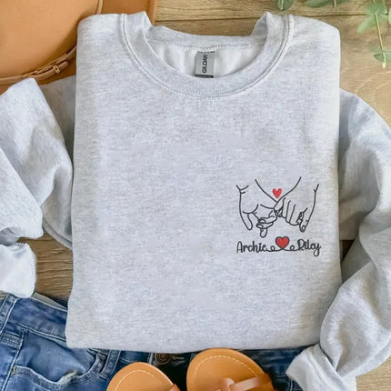 Custom Embroidered Pinky Promise Sweatshirt, Couple Matching Valentines Day Jumper