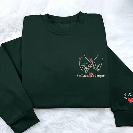 Custom Embroidered Pinky Promise Sweatshirt, Couple Matching Valentines Day Jumper