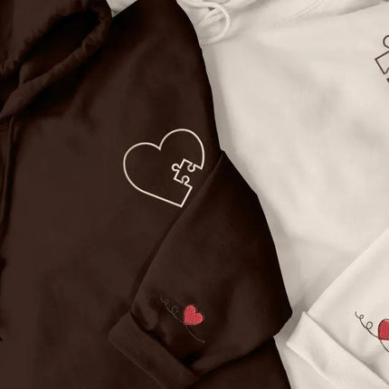 Valentine Matching Hoodies for Couples, Embroidered You Complete Me Heart Puzzle Hoodies, Valentine Jumpers for Him & Her, Valentine's Gifts