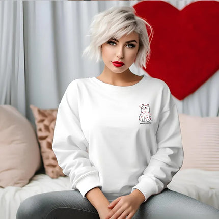 Cute Cat Valentine Sweatshirt, Cat Lover Meowentine Crewneck Sweater, Gifts for Her