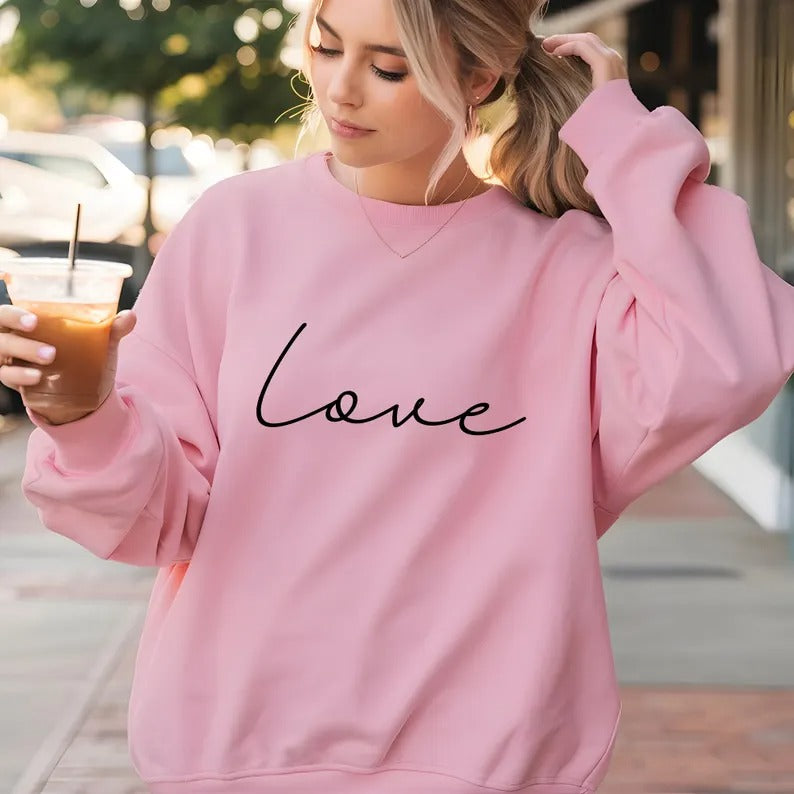 Valentine Love Sweatshirt, Love Printed Sweater for women, Couple Matching Valentines Day Jumper, Memorial Valentine Day Gift for Girlfriend