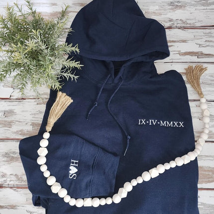 Custom Embroidered Roman Numeral Matching Hoodie