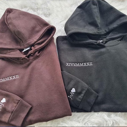 Custom Embroidered Roman Numeral Matching Hoodie