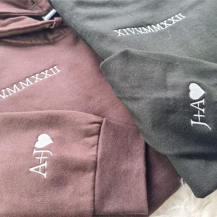 Custom Embroidered Roman Numeral Matching Hoodie