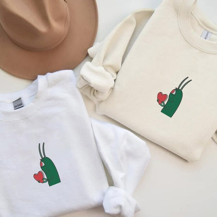 Plankton Heart Embroidered Sweatshirt, Funny Love Valentine Sweatshirt, Cute Plankton Crewneck Jumper, Gift for Him, Valentines Day Gifts