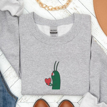 Plankton Heart Embroidered Sweatshirt, Funny Love Valentine Sweatshirt, Cute Plankton Crewneck Jumper, Gift for Him, Valentines Day Gifts
