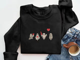 Valentines Day Ghost Sweatshirt Embroidered Ghosts with Hearts Jumper, Spooky Valentines Sweater, Be my Boo Tops, Funny Valentines Day Gifts