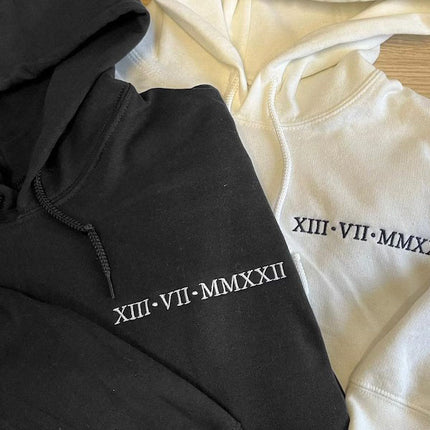 Custom Embroidered Roman Numeral Matching Hoodie