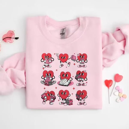 Valentine Day Book Lover Sweater, Book Heart Valentines Sweatshirt, Cute Valentine Gift for Girlfriend, Bookworm Jumper, Valentine's Gifts