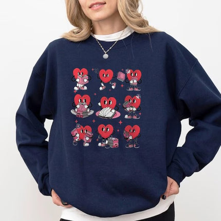 Valentine Day Book Lover Sweater, Book Heart Valentines Sweatshirt, Cute Valentine Gift for Girlfriend, Bookworm Jumper, Valentine's Gifts
