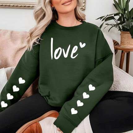 Valentine's Day Women Sweatshirt, Love Sweatshirt, Lover Hearts Printed Jumper