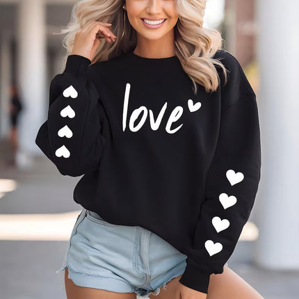 Valentine's Day Women Sweatshirt, Love Sweatshirt, Lover Hearts Printed Jumper