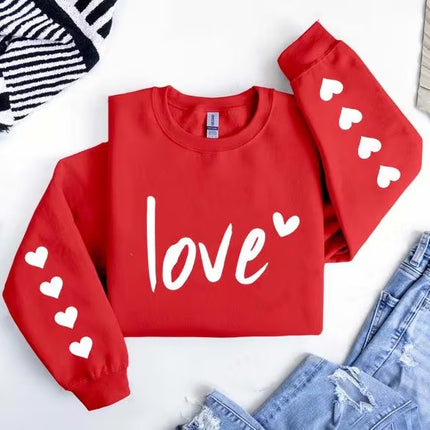 Valentine's Day Women Sweatshirt, Love Sweatshirt, Lover Hearts Printed Jumper