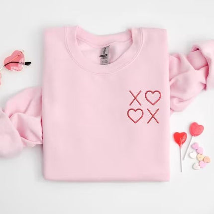 XOXO Valentines Day Sweatshirts, Embroidered XOXO Monogrammed Jumpers for Women, Cute Valentines Sweatshirt, Memorial Gifts for Girlfriend