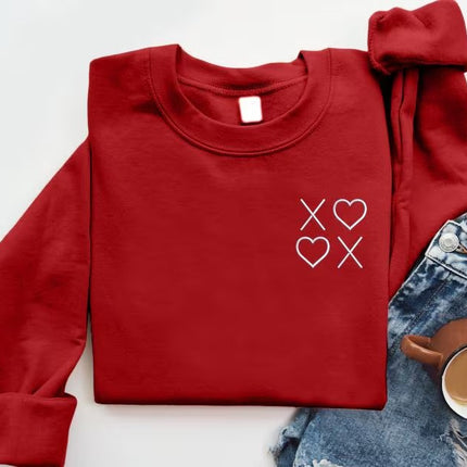 XOXO Valentines Day Sweatshirts, Embroidered XOXO Monogrammed Jumpers for Women, Cute Valentines Sweatshirt, Memorial Gifts for Girlfriend