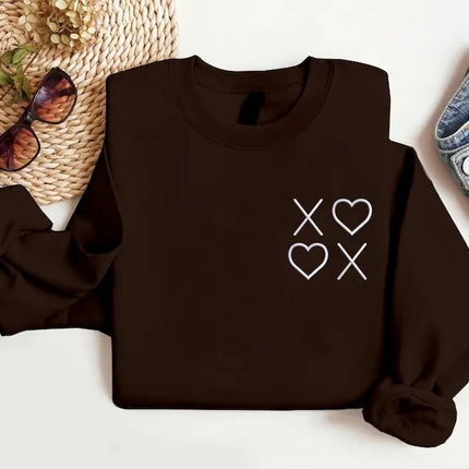 XOXO Valentines Day Sweatshirts, Embroidered XOXO Monogrammed Jumpers for Women, Cute Valentines Sweatshirt, Memorial Gifts for Girlfriend