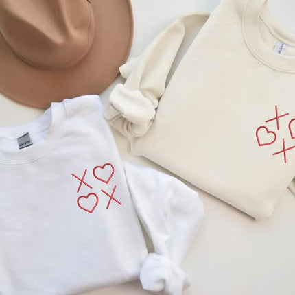XOXO Valentines Day Sweatshirts, Embroidered XOXO Monogrammed Jumpers for Women, Cute Valentines Sweatshirt, Memorial Gifts for Girlfriend